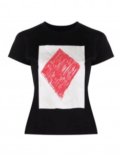 T-shirt noir MM6 imprimé losange rouge pour femme - FW21