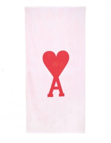 AMI PARIS pink beach towel with large embroidered logo - FW21
