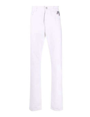 RAF SIMONS X Joy Division white slim jeans with patch for men - SS21