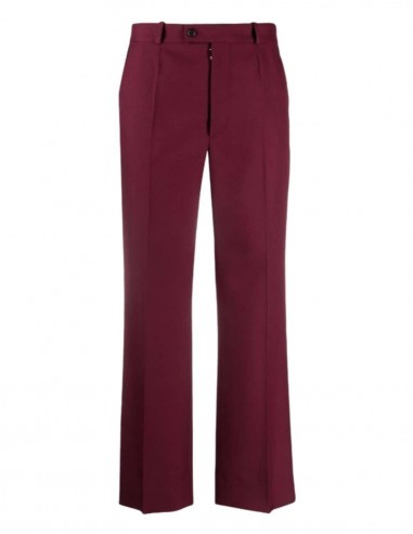 Pantalon MAISON MARGIELA bordeaux à plis avec ganses pour femme - FW21