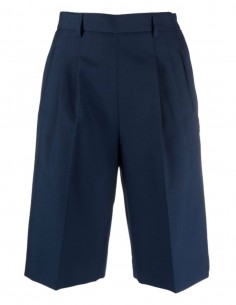 MAISON MARGIELA navy Bermuda shorts with pleats for women - FW21