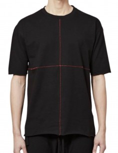T-shirt THOM KROM noir surpiqûres rouges pour homme - FW21