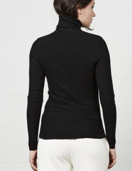 Black Thom Krom ribbed jumper with turtleneck and frank hem for women ...