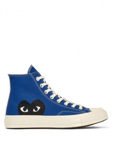 High sneakers in blue canvas with one-heart from the COMME DES GARÇONS PLAY  x CONVERSE collaboration