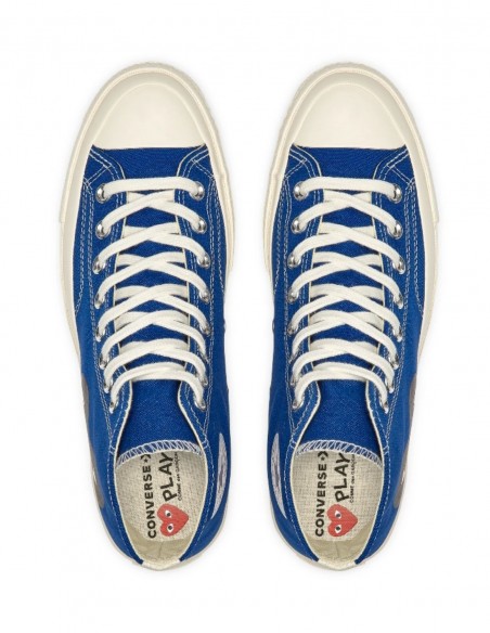 High sneakers in blue canvas with one-heart from the COMME DES GARÇONS ...