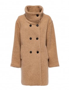Manteau beige bouclé Harris Wharf à col montant pour femme - FW21