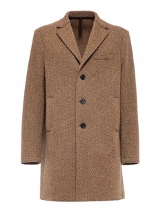 Manteau marron droit Harris Wharf imprimé chevron pour homme - FW21