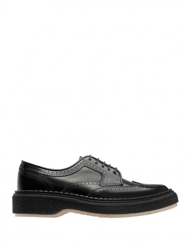 Adieu black waxed leather brogue shoe with laces for men - FW21