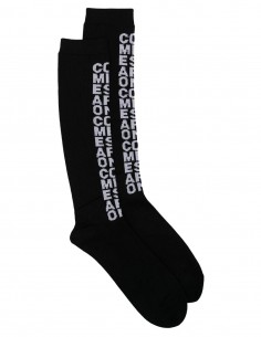 Chaussettes noires côtelées Comme des Garçons Plus pour homme - FW21