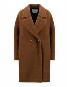 Manteau marron en laine bouclée Harris Wharf pour femme - FW21