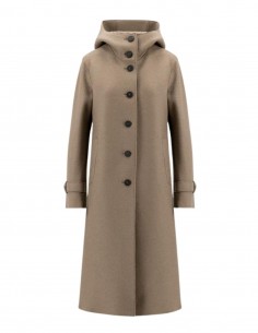 Harris Wharf beige trapeze coat with hood for women - FW21