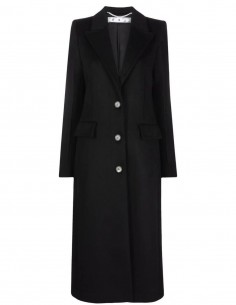 OFF-WHITE manteau long noir en drap de laine