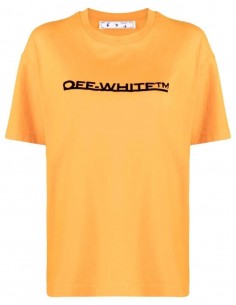 OFF-WHITE orange t-shirt with logo on chest for women - FW21