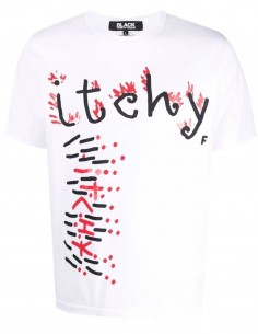 T-shirt à imprimé graphique "ITCHY" blanc Comme des Garçons Black mixte - FW21