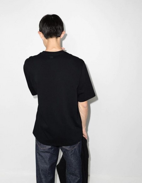 Black t-shirt with tone-on-tone big heart logo AMI PARIS - SS22