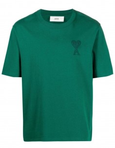 T-shirt grand cœur AMI ton sur ton vert AMI PARIS - SS22