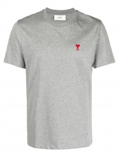 T-shirt AMI PARIS gris logo "Ami de coeur" pour homme - FW21