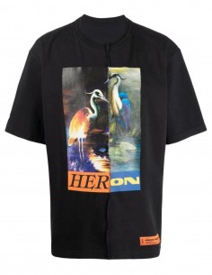 T-shirt noir "Split Light Herons" HERON PRESTON pour homme - FW21