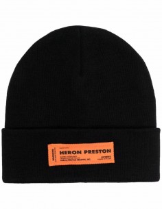 Bonnet noir à patch logo HERON PRESTON pour homme - FW21