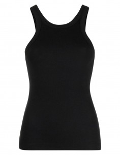 Black ribbed TOTEME tight tank top for women - SS22