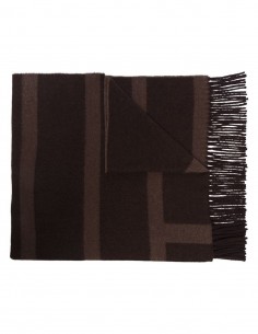 Brown monogrammed fringed scarf  TOTÊME for women - SS22