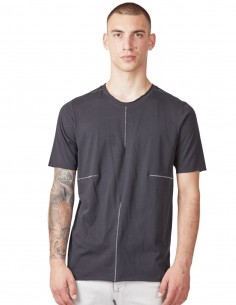 T-shirt noir avec surpiqûres contrastées THOM KROM pour homme - SS22
