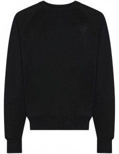 AMI PARIS oversize black sweatshirt with tone-on-tone logo for men - SS22