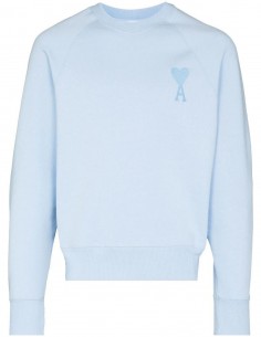 AMI PARIS oversize blue sweatshirt with tone-on-tone logo for men - SS22