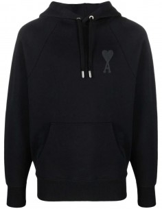 Sweat à capuche oversize AMI PARIS noir logo "Ami de coeur" - SS22
