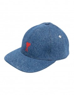 AMI PARIS cap with "Ami de coeur" logo in blue denim - SS22