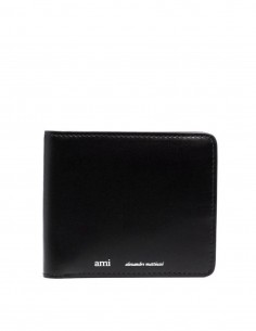 Leather wallet with two compartments in black AMI PARIS - SS22
