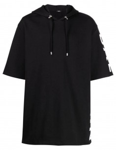 Black hoodie with logo print BALMAIN for men - SS22