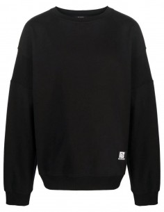 Black round neck sweatshirt with logo patch BALMAIN for men - SS22