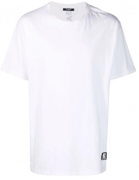 Oversized white t-shirt with vertical logo BALMAIN for men - SS22