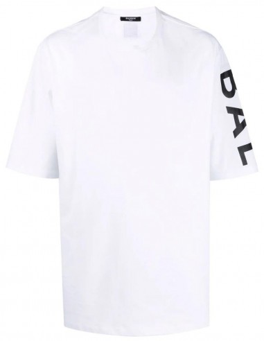 Oversized white t-shirt with one-sided logo BALMAIN for men - SS22