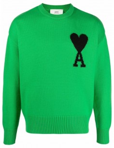 AMI PARIS green sweater with "Ami de coeur" logo - SS22