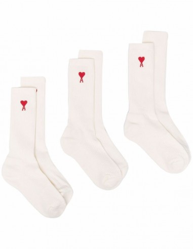 Set of three pairs "Ami de Coeur" ecru socks AMI PARIS