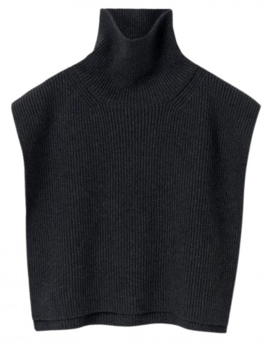 black sleeveless roll neck jumper