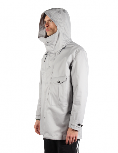 Long grey TEN C parka with one pocket for men - SS21