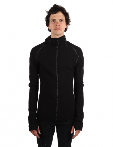 Veste en laine noire à capuche Isaac Sellam pour homme - FW21