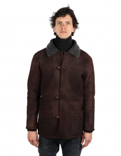Manteau caban en mouton retourné marron GIORGIO BRATO pour homme - FW21