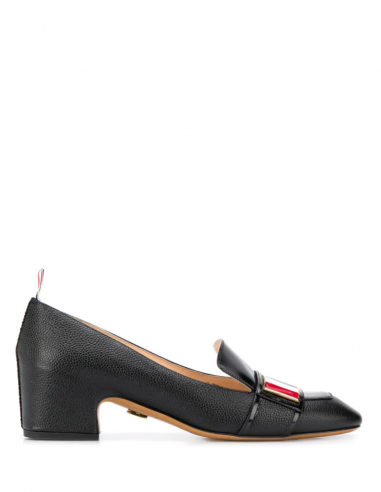 thom browne women fw20 Tricolor mocassins with heel in black leather