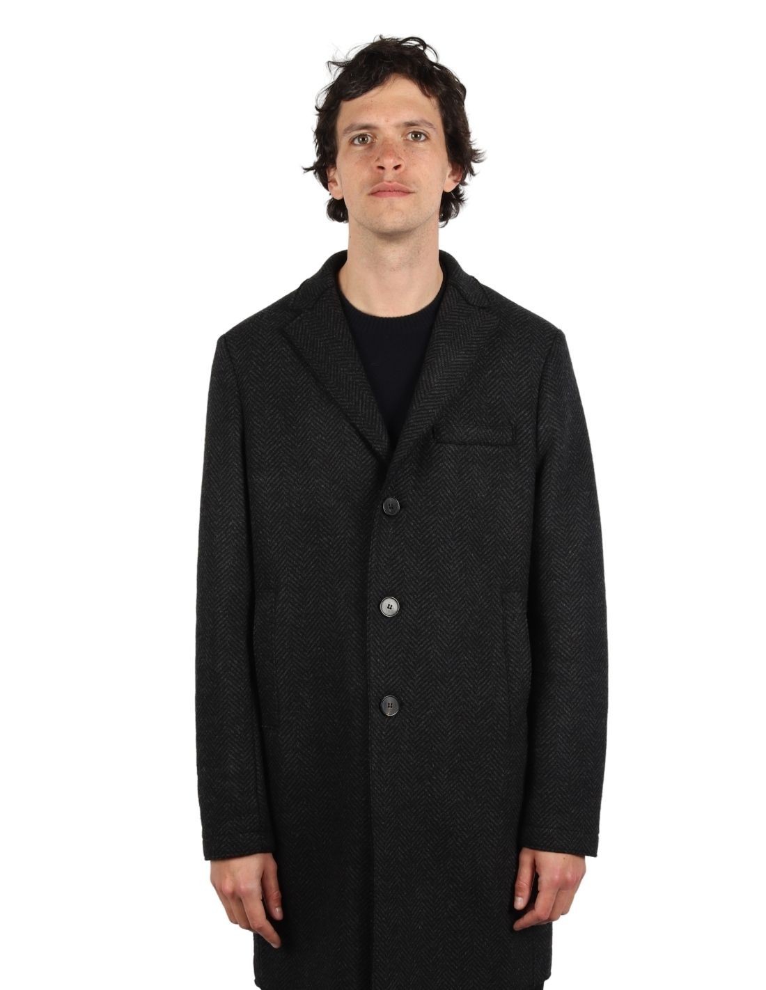 Mid-lenght HARRIS WHARF chevron coat for men FW21