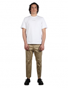 'Idol' beige pleated straight cropped pants