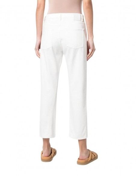 White cotton cropped straight-leg jeans TOTÊME - SS22