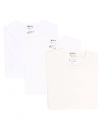 Pack de 3 t-shirt écru en coton biologique MAISON MARGIELA pour homme - SS22