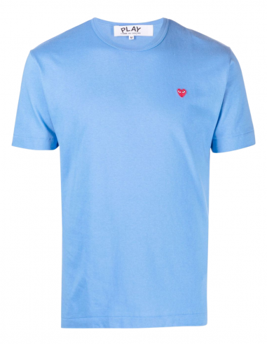 T-shirt mini red heart embroidered- bleu COMME DES GARÇONS PLAY