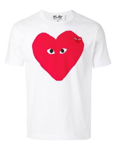 T-shirt with large red heart - White COMME DES GARÇONS PLAY