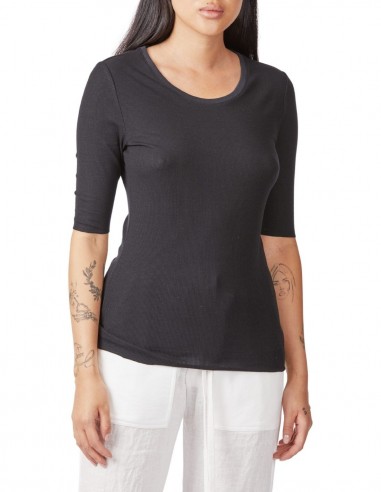 T-shirt noir manches trois-quarts THOM KROM pour femme - SS22