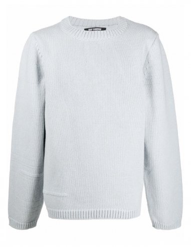 Merino wool sweater with knit details - Blue RAF SIMONS